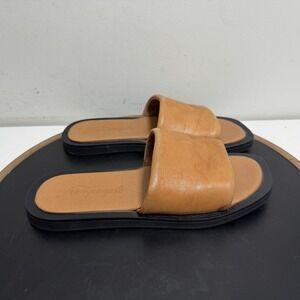 Free People Sandals Shoes Womens Size 39 Tan Leather Slide Black Sole Casual